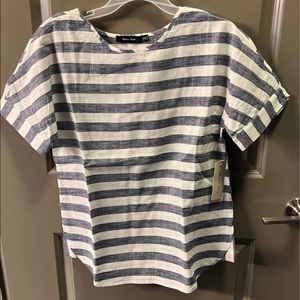 Doe & Rae Muted Horizontal Striped Blouse